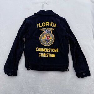 FFA Jacket Mens Size 34 Blue Full Zip Corduroy Florida Cornerstone Christian